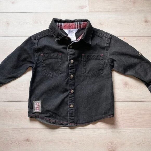 Tag Black Rock Music Pop Embroidered Button-down Shirt 100% Cotton Size 2T - Picture 1 of 7